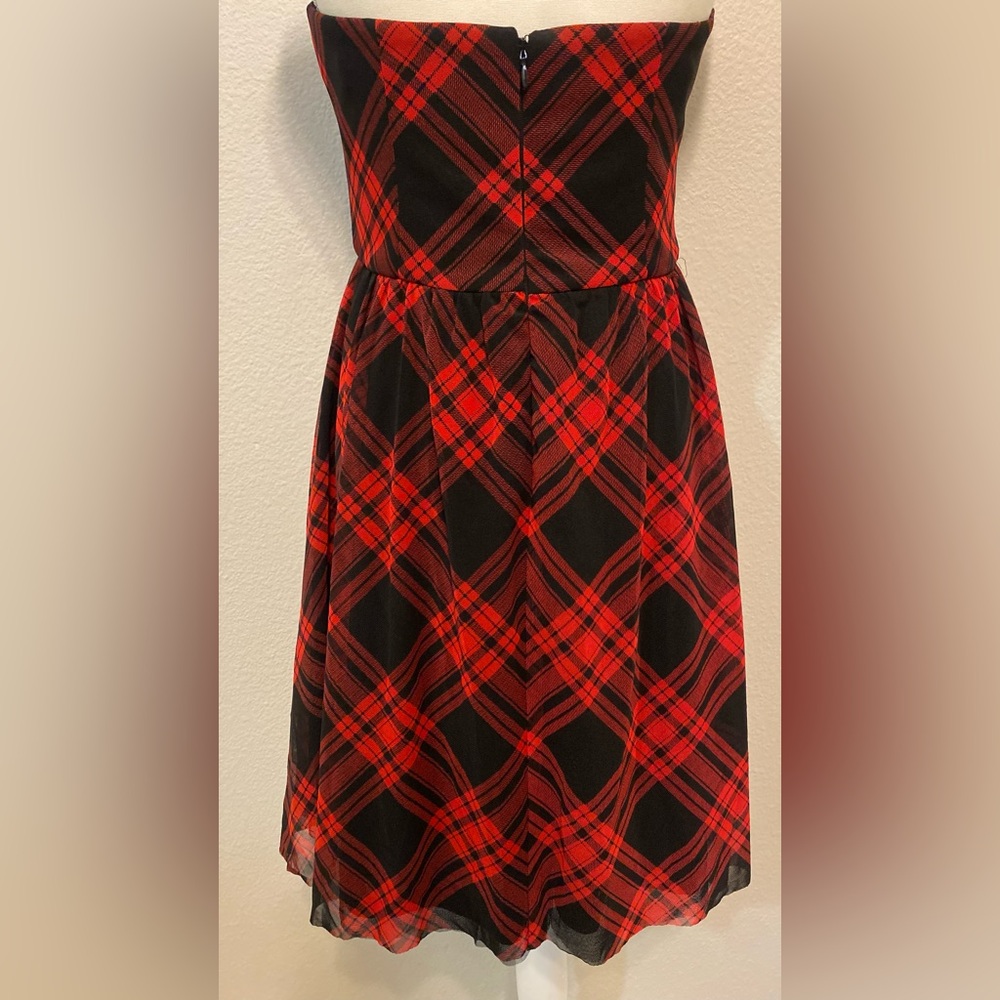 Betsey Johnson Plaid Strapless Mini Dress Size 6 - Picture 10 of 14